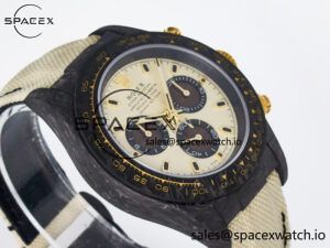 Daytona DIW Carbon Case DIWF Edition Cream/Brown Dial on White Nylon Strap A7750 - Image 6