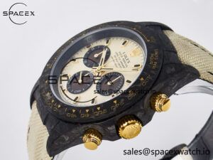 Daytona DIW Carbon Case DIWF Edition Cream/Brown Dial on White Nylon Strap A7750 - Image 5