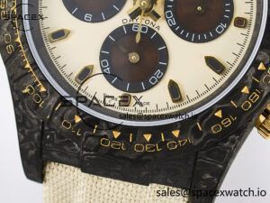 Daytona DIW Carbon Case DIWF Edition Cream/Brown Dial on White Nylon Strap A7750 - Image 11