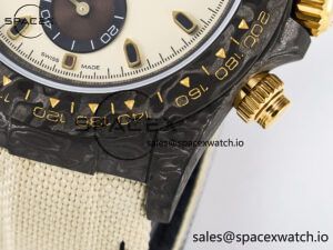 Daytona DIW Carbon Case DIWF Edition Cream/Brown Dial on White Nylon Strap A7750 - Image 13