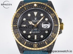 Sea Dweller 43mm Carbon DIWF Best Edition Black Dial YG Bezel on Blue Nylon Strap A2824 - Image 2