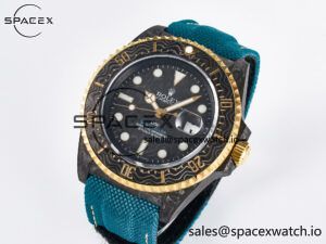 Sea Dweller 43mm Carbon DIWF Best Edition Black Dial YG Bezel on Blue Nylon Strap A2824 - Image 4
