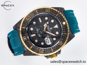 Sea Dweller 43mm Carbon DIWF Best Edition Black Dial YG Bezel on Blue Nylon Strap A2824 - Image 7