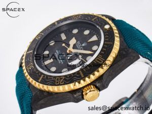 Sea Dweller 43mm Carbon DIWF Best Edition Black Dial YG Bezel on Blue Nylon Strap A2824 - Image 5