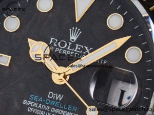 Sea Dweller 43mm Carbon DIWF Best Edition Black Dial YG Bezel on Blue Nylon Strap A2824 - Image 9