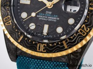 Sea Dweller 43mm Carbon DIWF Best Edition Black Dial YG Bezel on Blue Nylon Strap A2824 - Image 12