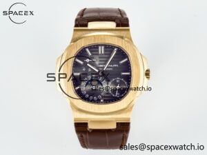 Nautilus 5712 RG PPF 1:1 Best Edition Brown Dial on Brown Leather Strap A240 Super Clone V2