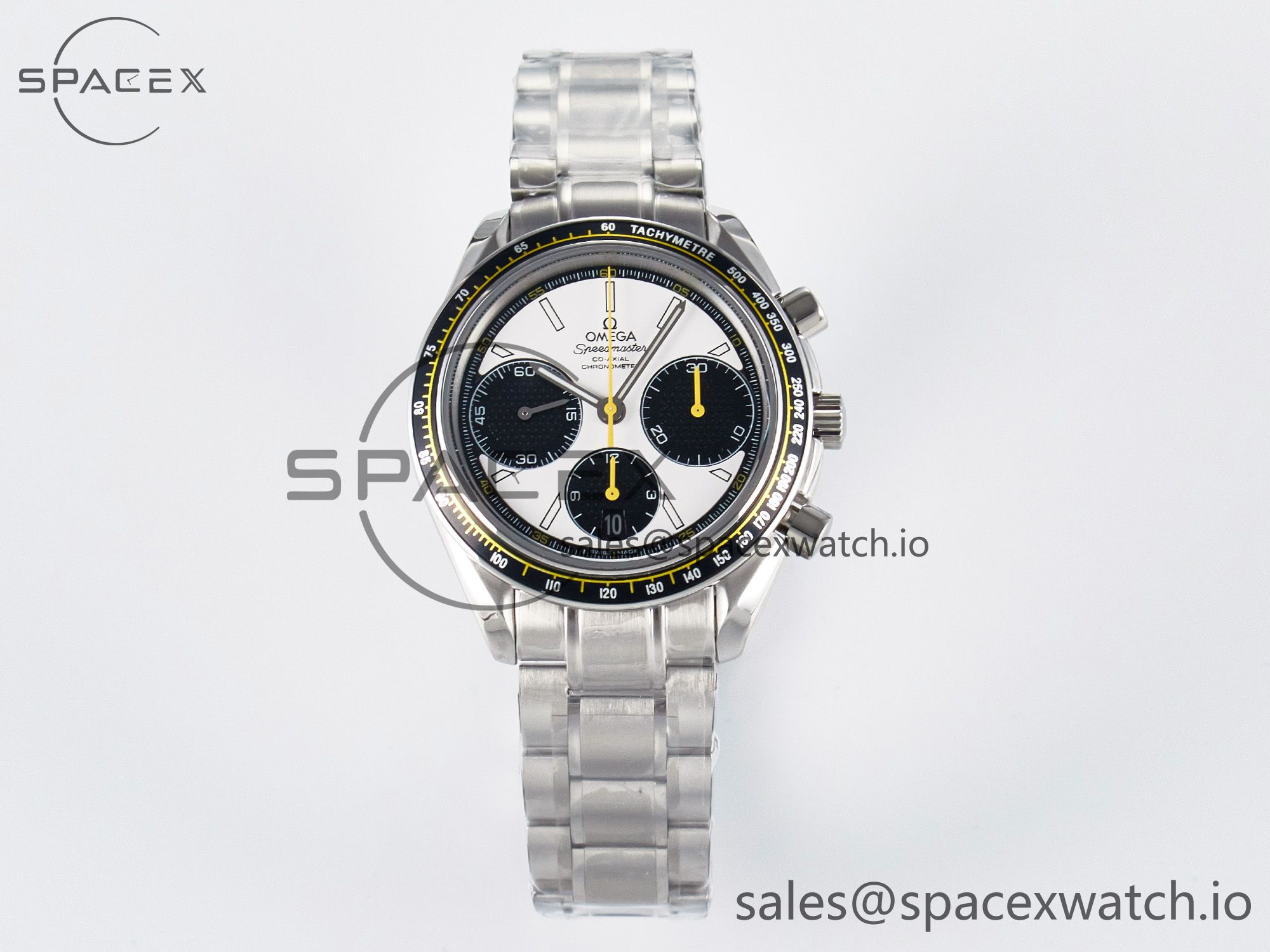 IMG_4745 拷贝 Speedmaster Racing Master SS HKF Best Edition White/Black Dial on SS Bracelet A7750 - Image 1