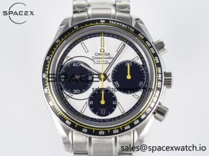 Speedmaster Racing Master SS HKF Best Edition White/Black Dial on SS Bracelet A7750 - Image 2