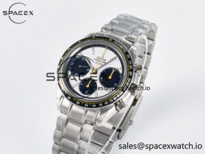 Speedmaster Racing Master SS HKF Best Edition White/Black Dial on SS Bracelet A7750 - Image 4