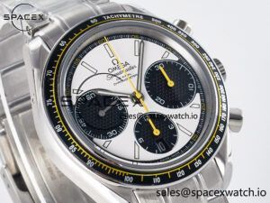Speedmaster Racing Master SS HKF Best Edition White/Black Dial on SS Bracelet A7750 - Image 3