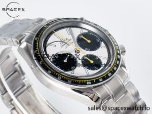 Speedmaster Racing Master SS HKF Best Edition White/Black Dial on SS Bracelet A7750 - Image 6