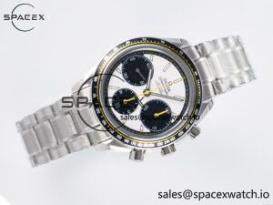 Speedmaster Racing Master SS HKF Best Edition White/Black Dial on SS Bracelet A7750 - Image 7