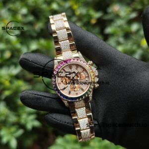 Rolex Daytona Series 116595RBOW Rainbow Di 1:1 Customized 18K Pure Gold Case, Strap, Buckle, Customized Best True Diamond Dial, Hands, Natural Sapphire Rainbow Outer Ring, Dandong 4130 Movement - Image 3