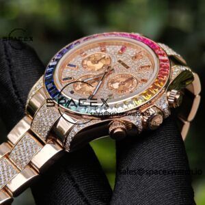 Rolex Daytona Series 116595RBOW Rainbow Di 1:1 Customized 18K Pure Gold Case, Strap, Buckle, Customized Best True Diamond Dial, Hands, Natural Sapphire Rainbow Outer Ring, Dandong 4130 Movement - Image 27