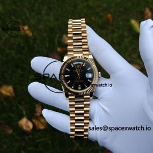 40mm Rolex Day Date m 228238 CNC Craft Customized 18K Gold Case Strap, Customized Black Dial Pointer Calendar Week - Image 90
