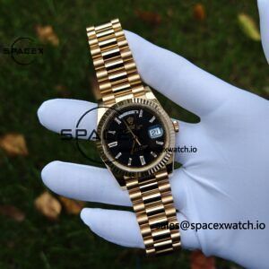 40mm Rolex Day Date m 228238 CNC Craft Customized 18K Gold Case Strap, Customized Black Dial Pointer Calendar Week - Image 91