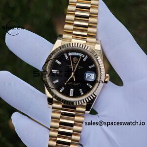 40mm Rolex Day Date m 228238 CNC Craft Customized 18K Gold Case Strap, Customized Black Dial Pointer Calendar Week - Image 95