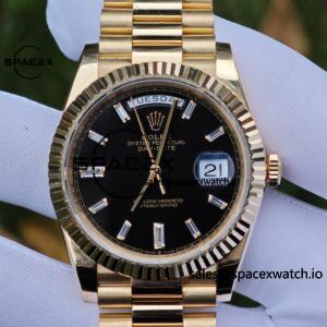 40mm Rolex Day Date m 228238 CNC Craft Customized 18K Gold Case Strap, Customized Black Dial Pointer Calendar Week - Image 96