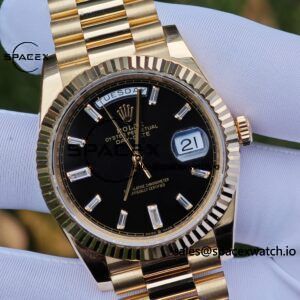 40mm Rolex Day Date m 228238 CNC Craft Customized 18K Gold Case Strap, Customized Black Dial Pointer Calendar Week - Image 97