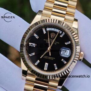 40mm Rolex Day Date m 228238 CNC Craft Customized 18K Gold Case Strap, Customized Black Dial Pointer Calendar Week - Image 98