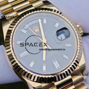 40mm Rolex Day Date m 228238 CNC Craft Customized 18K Gold Case Strap, Customized Black Dial Pointer Calendar Week - Image 99