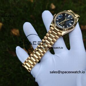 40mm Rolex Day Date m 228238 CNC Craft Customized 18K Gold Case Strap, Customized Black Dial Pointer Calendar Week - Image 103