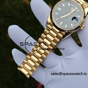 40mm Rolex Day Date m 228238 CNC Craft Customized 18K Gold Case Strap, Customized Black Dial Pointer Calendar Week - Image 104