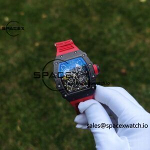Richard Mille RM35-02 Red, Customized Vaucher Movement, Customized Imported Carbon Fiber Case, Paired with Red Imported Natural Rubber Strap, 1:1 Customized Titanium Buckle - Image 3