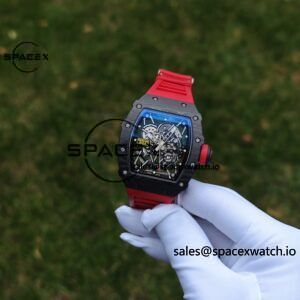 Richard Mille RM35-02 Red, Customized Vaucher Movement, Customized Imported Carbon Fiber Case, Paired with Red Imported Natural Rubber Strap, 1:1 Customized Titanium Buckle - Image 4