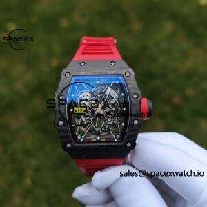 Richard Mille RM35-02 Red, Customized Vaucher Movement, Customized Imported Carbon Fiber Case, Paired with Red Imported Natural Rubber Strap, 1:1 Customized Titanium Buckle - Image 5