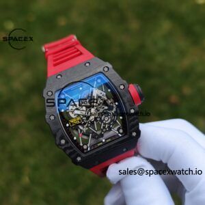 Richard Mille RM35-02 Red, Customized Vaucher Movement, Customized Imported Carbon Fiber Case, Paired with Red Imported Natural Rubber Strap, 1:1 Customized Titanium Buckle - Image 6