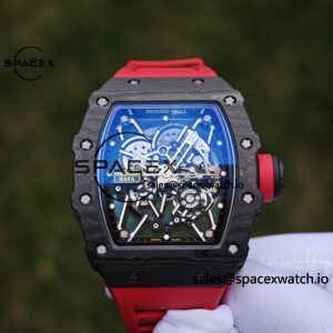 Richard Mille RM35-02 Red, Customized Vaucher Movement, Customized Imported Carbon Fiber Case, Paired with Red Imported Natural Rubber Strap, 1:1 Customized Titanium Buckle - Image 11