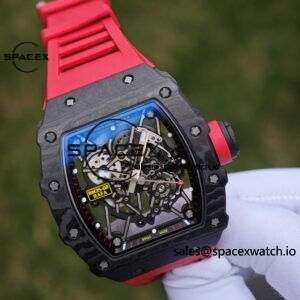 Richard Mille RM35-02 Red, Customized Vaucher Movement, Customized Imported Carbon Fiber Case, Paired with Red Imported Natural Rubber Strap, 1:1 Customized Titanium Buckle - Image 9