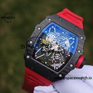 Richard Mille RM35-02 Red, Customized Vaucher Movement, Customized Imported Carbon Fiber Case, Paired with Red Imported Natural Rubber Strap, 1:1 Customized Titanium Buckle - Image 10