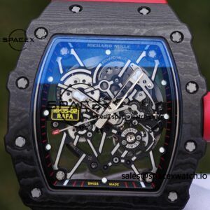 Richard Mille RM35-02 Red, Customized Vaucher Movement, Customized Imported Carbon Fiber Case, Paired with Red Imported Natural Rubber Strap, 1:1 Customized Titanium Buckle - Image 12