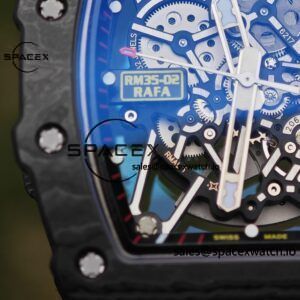 Richard Mille RM35-02 Red, Customized Vaucher Movement, Customized Imported Carbon Fiber Case, Paired with Red Imported Natural Rubber Strap, 1:1 Customized Titanium Buckle - Image 16