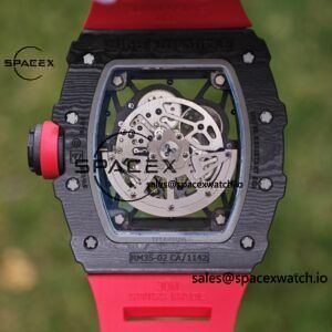 Richard Mille RM35-02 Red, Customized Vaucher Movement, Customized Imported Carbon Fiber Case, Paired with Red Imported Natural Rubber Strap, 1:1 Customized Titanium Buckle - Image 19