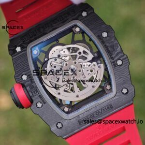 Richard Mille RM35-02 Red, Customized Vaucher Movement, Customized Imported Carbon Fiber Case, Paired with Red Imported Natural Rubber Strap, 1:1 Customized Titanium Buckle - Image 20