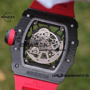 Richard Mille RM35-02 Red, Customized Vaucher Movement, Customized Imported Carbon Fiber Case, Paired with Red Imported Natural Rubber Strap, 1:1 Customized Titanium Buckle - Image 21