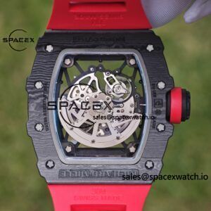 Richard Mille RM35-02 Red, Customized Vaucher Movement, Customized Imported Carbon Fiber Case, Paired with Red Imported Natural Rubber Strap, 1:1 Customized Titanium Buckle - Image 22