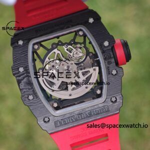 Richard Mille RM35-02 Red, Customized Vaucher Movement, Customized Imported Carbon Fiber Case, Paired with Red Imported Natural Rubber Strap, 1:1 Customized Titanium Buckle - Image 23