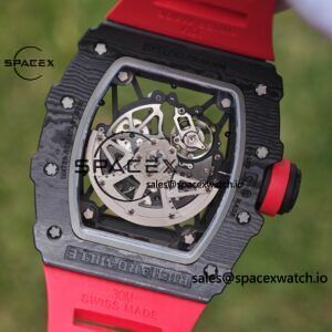 Richard Mille RM35-02 Red, Customized Vaucher Movement, Customized Imported Carbon Fiber Case, Paired with Red Imported Natural Rubber Strap, 1:1 Customized Titanium Buckle - Image 24