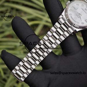 Rolex Day Date model m128239, diameter 36mm, custom best white mother of pearl dial, best alternative pointer, custom best calendar, stainless steel electroplated platinum case and strap - Image 18