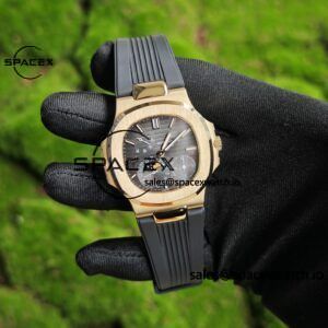 Patek Philippe Nautilus rose gold 5712R, 1:1 customized CNC18K pure gold case, rubber strap, best alternative dial pointer moon phase, ball top needle shaft, customized ACE240 integrated movement - Image 3