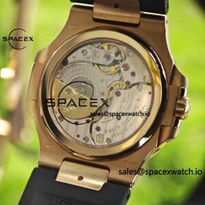 Patek Philippe Nautilus rose gold 5712R, 1:1 customized CNC18K pure gold case, rubber strap, best alternative dial pointer moon phase, ball top needle shaft, customized ACE240 integrated movement - Image 19