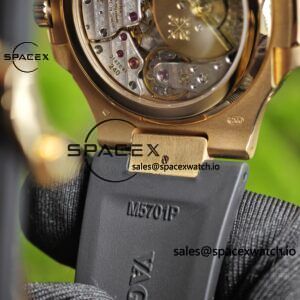 Patek Philippe Nautilus rose gold 5712R, 1:1 customized CNC18K pure gold case, rubber strap, best alternative dial pointer moon phase, ball top needle shaft, customized ACE240 integrated movement - Image 25