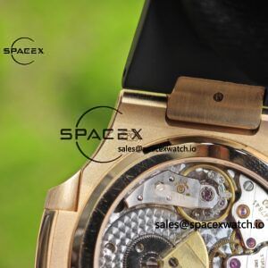 Patek Philippe Nautilus rose gold 5712R, 1:1 customized CNC18K pure gold case, rubber strap, best alternative dial pointer moon phase, ball top needle shaft, customized ACE240 integrated movement - Image 27