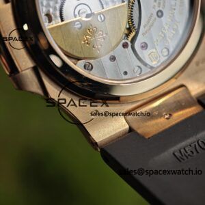 Patek Philippe Nautilus rose gold 5712R, 1:1 customized CNC18K pure gold case, rubber strap, best alternative dial pointer moon phase, ball top needle shaft, customized ACE240 integrated movement - Image 26