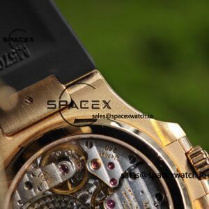 Patek Philippe Nautilus rose gold 5712R, 1:1 customized CNC18K pure gold case, rubber strap, best alternative dial pointer moon phase, ball top needle shaft, customized ACE240 integrated movement - Image 28